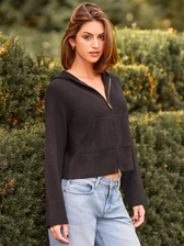 525 America Lara: Zip Front Cotton Sweater Jacket