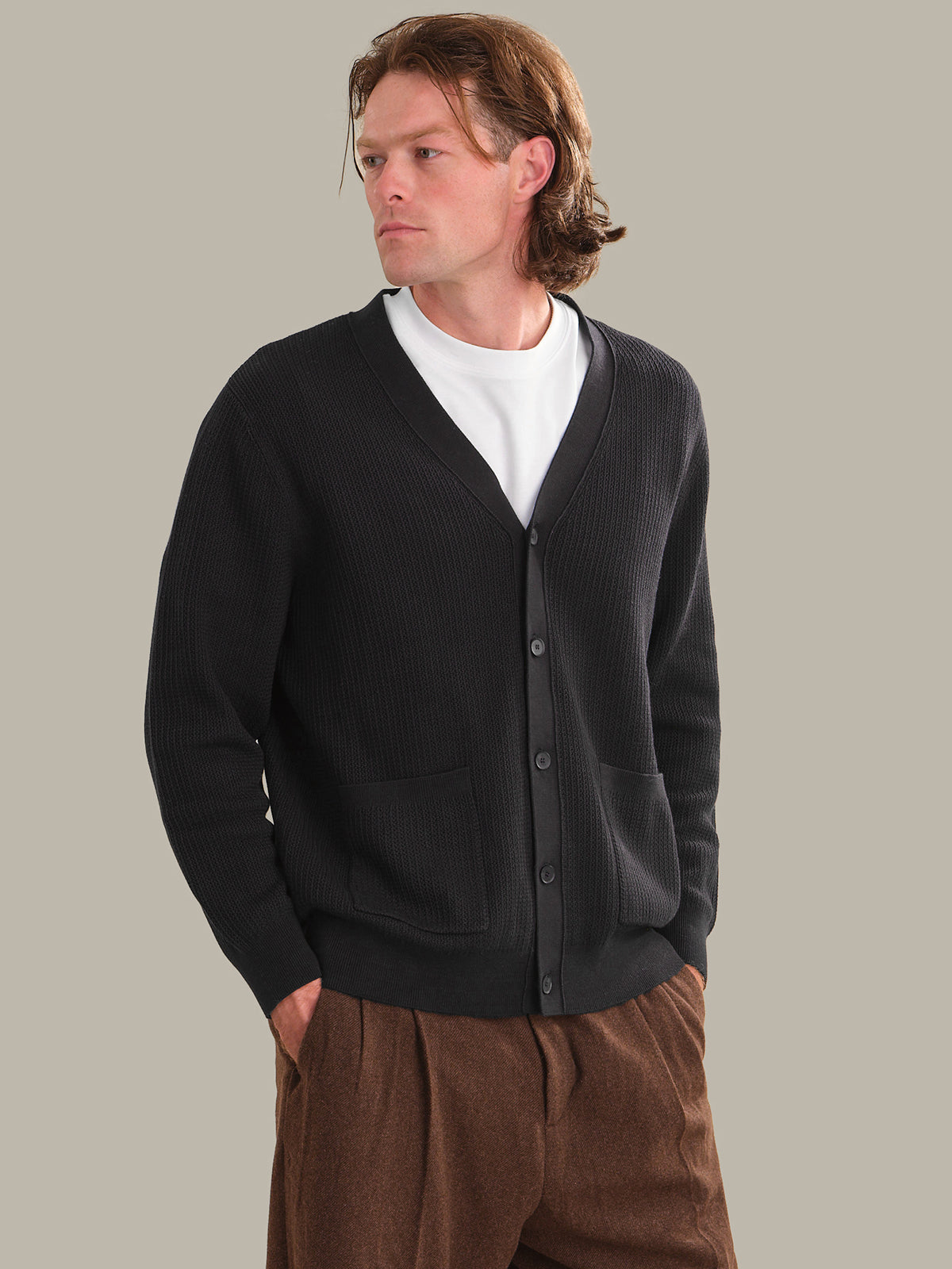 Men's Cotton V-Neck Cardigan