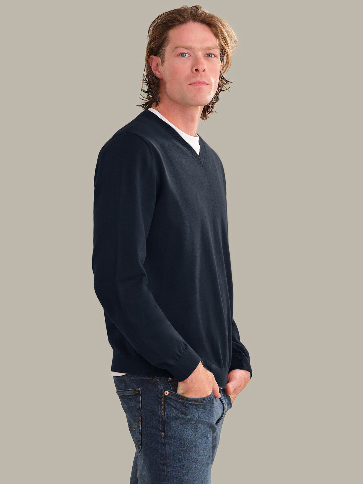 525 America Men's Cotton V-Neck Sweater