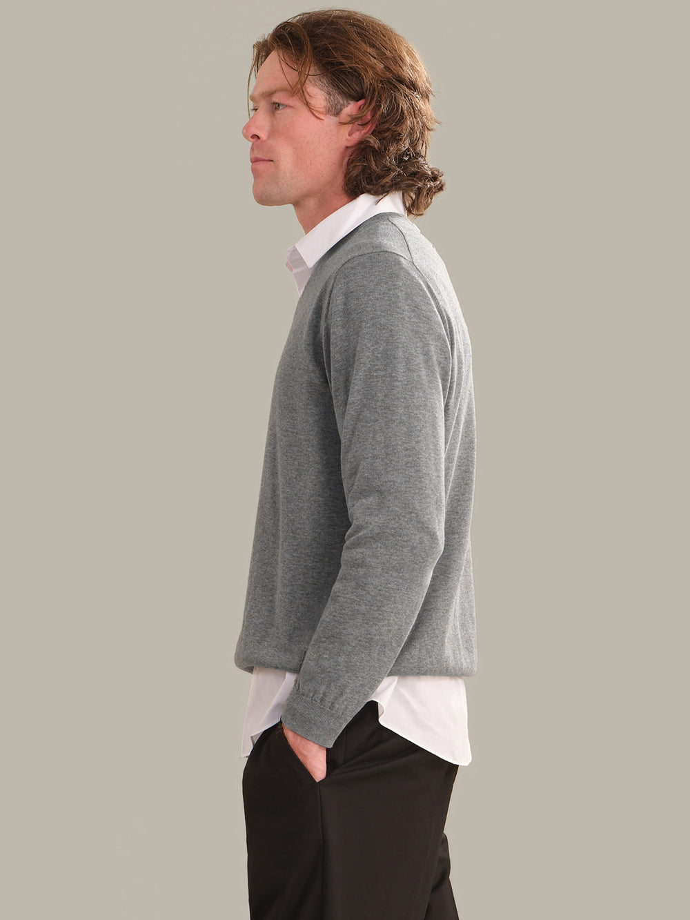 mens grey dress sweater 525 America Grant: Men's Cotton V-Neck Heather / S _okendo:syndication_key:CL137096461