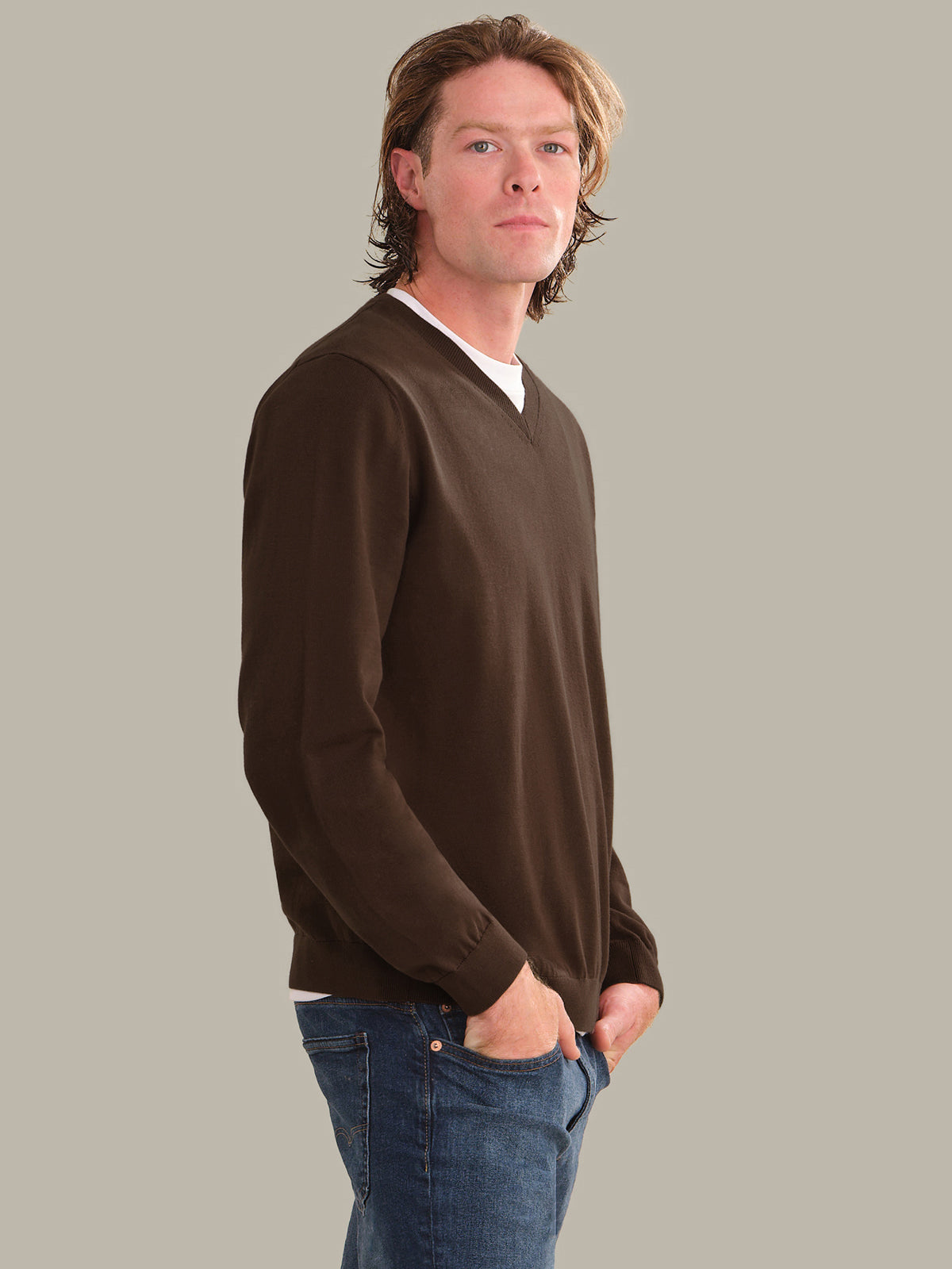 Men's Cotton V-Neck Sweater