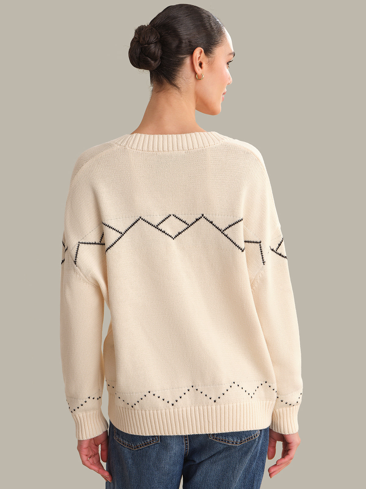525 America Boston Terrier Intarsia Cotton Cardigan