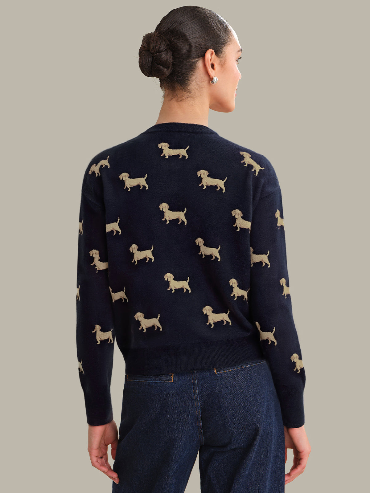 トップス Ordinary People Dog Jacquard Cardigan 525 America Emy: Dachshund Cardigan