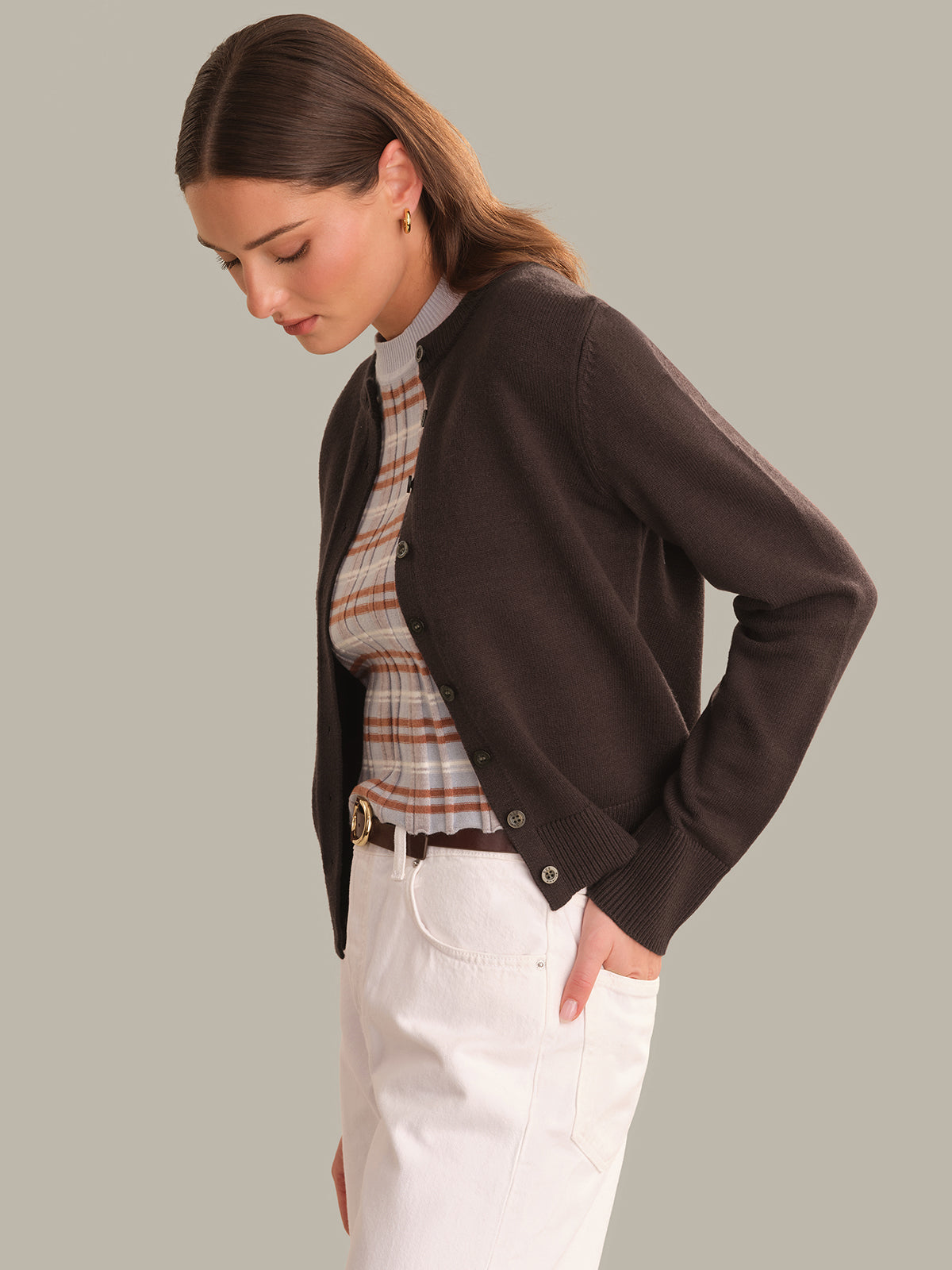 Briony Crew Neck Front Cardigan