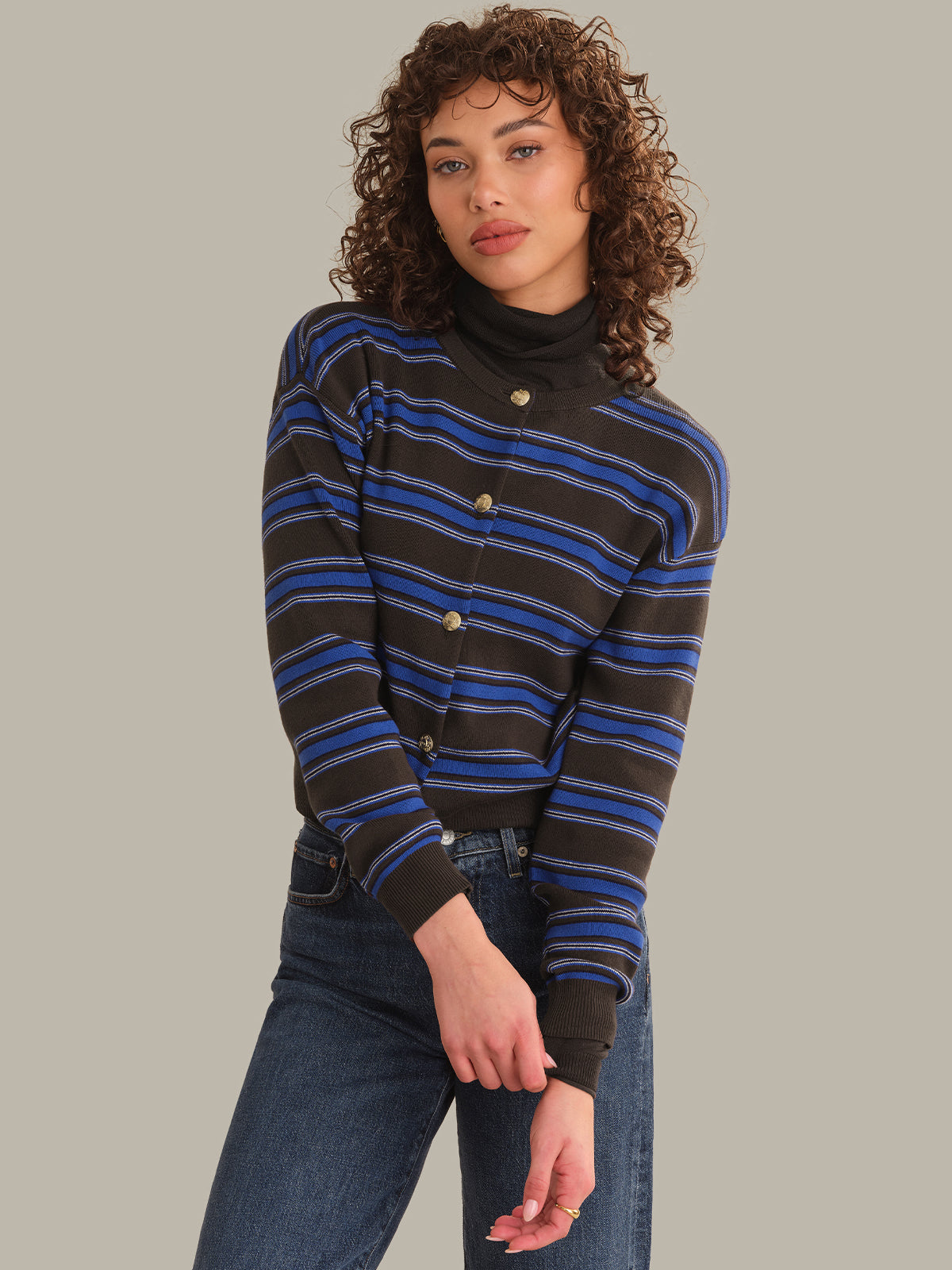 Tove Crewneck Stripe Cardigan