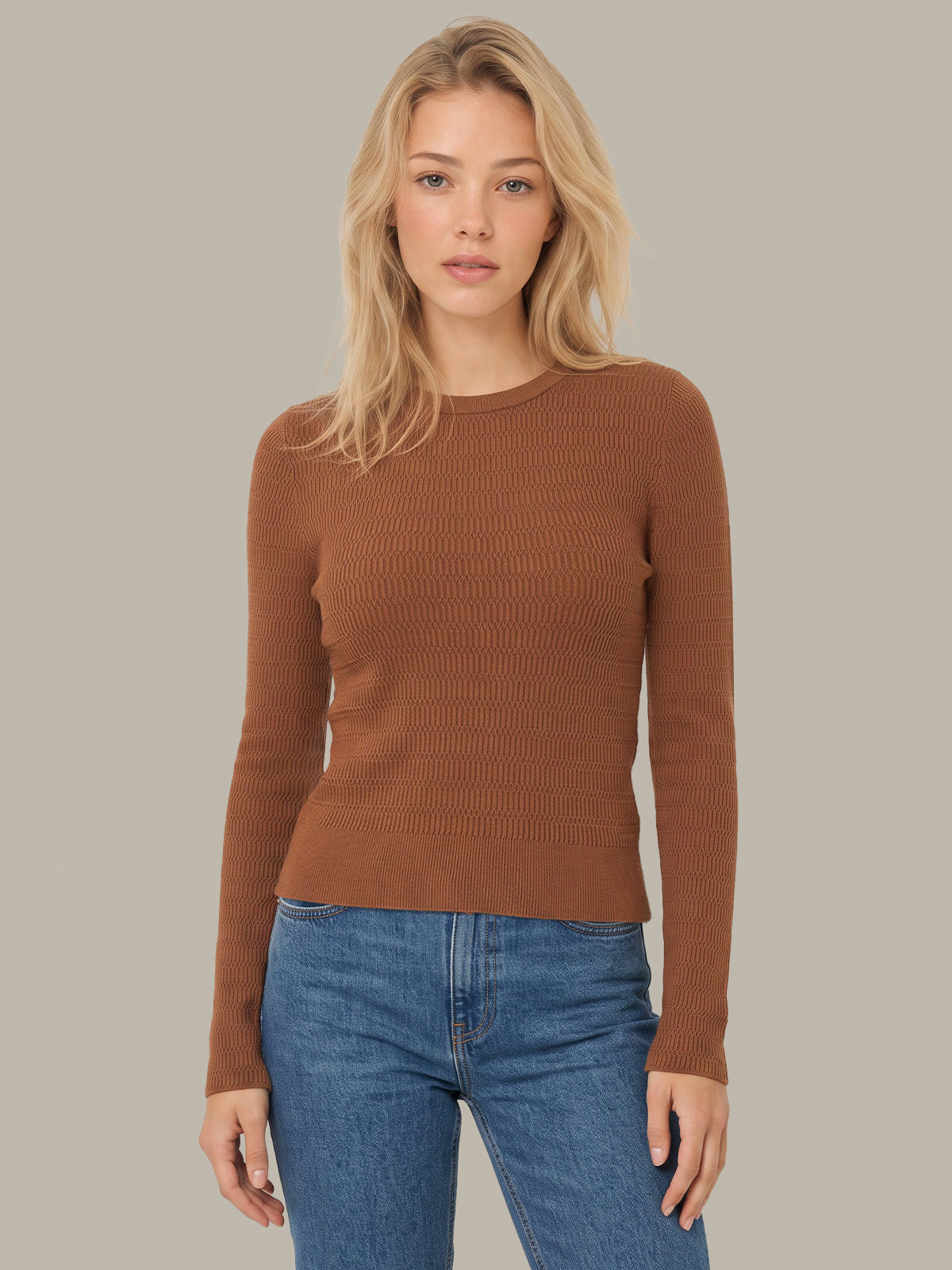 Leni Novelty Rib Crewneck