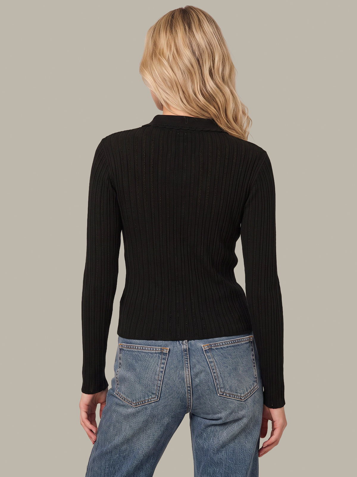 Tabitha Crochet Collar Long Sleeve Henley