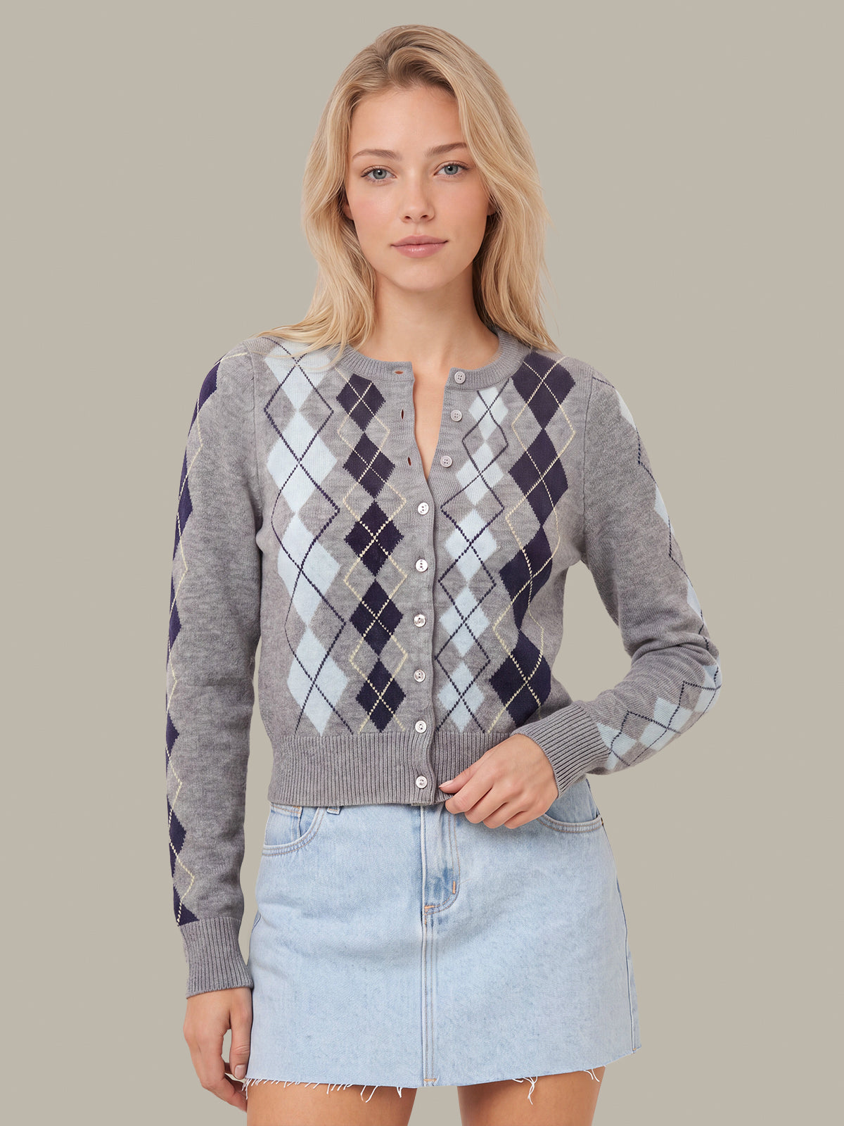 Serena Intarsia Argyle Cardigan