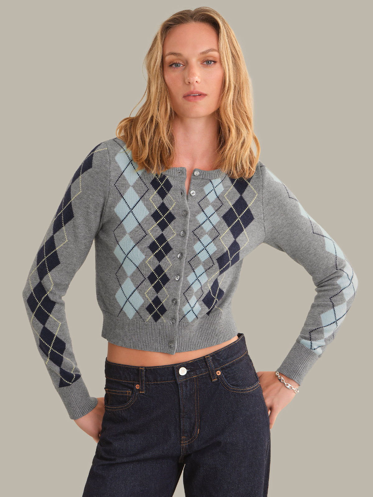 Serena Intarsia Argyle Cardigan