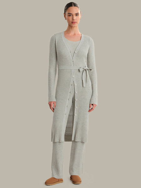 frye ladies' duster cardigan dress 525 America Clarissa: Ribbed Lounge Cigarette Grey / M Gilda