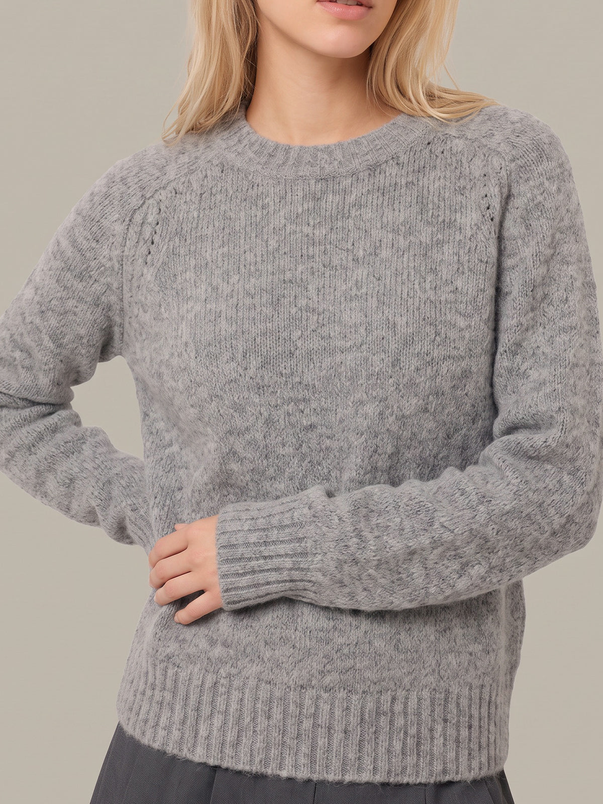 Constance Relaxed Crew Po With Placed Pointelle