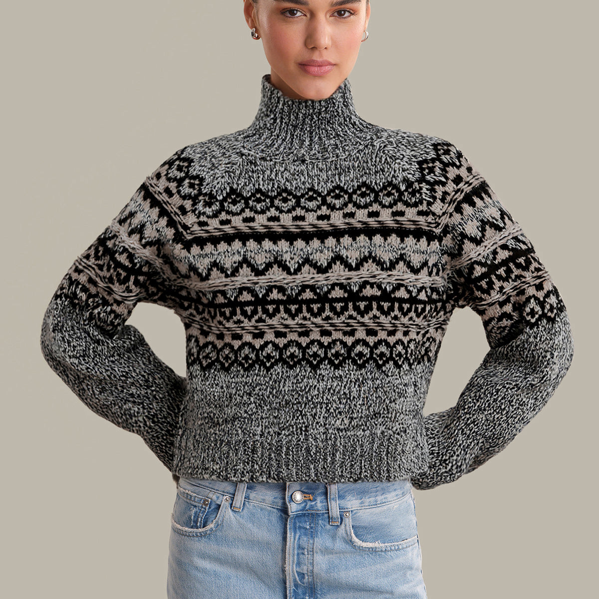 美品】BALLAST ARK MOCK NECK BOUCLE KNIT Boucle Round Neck Jumper 
