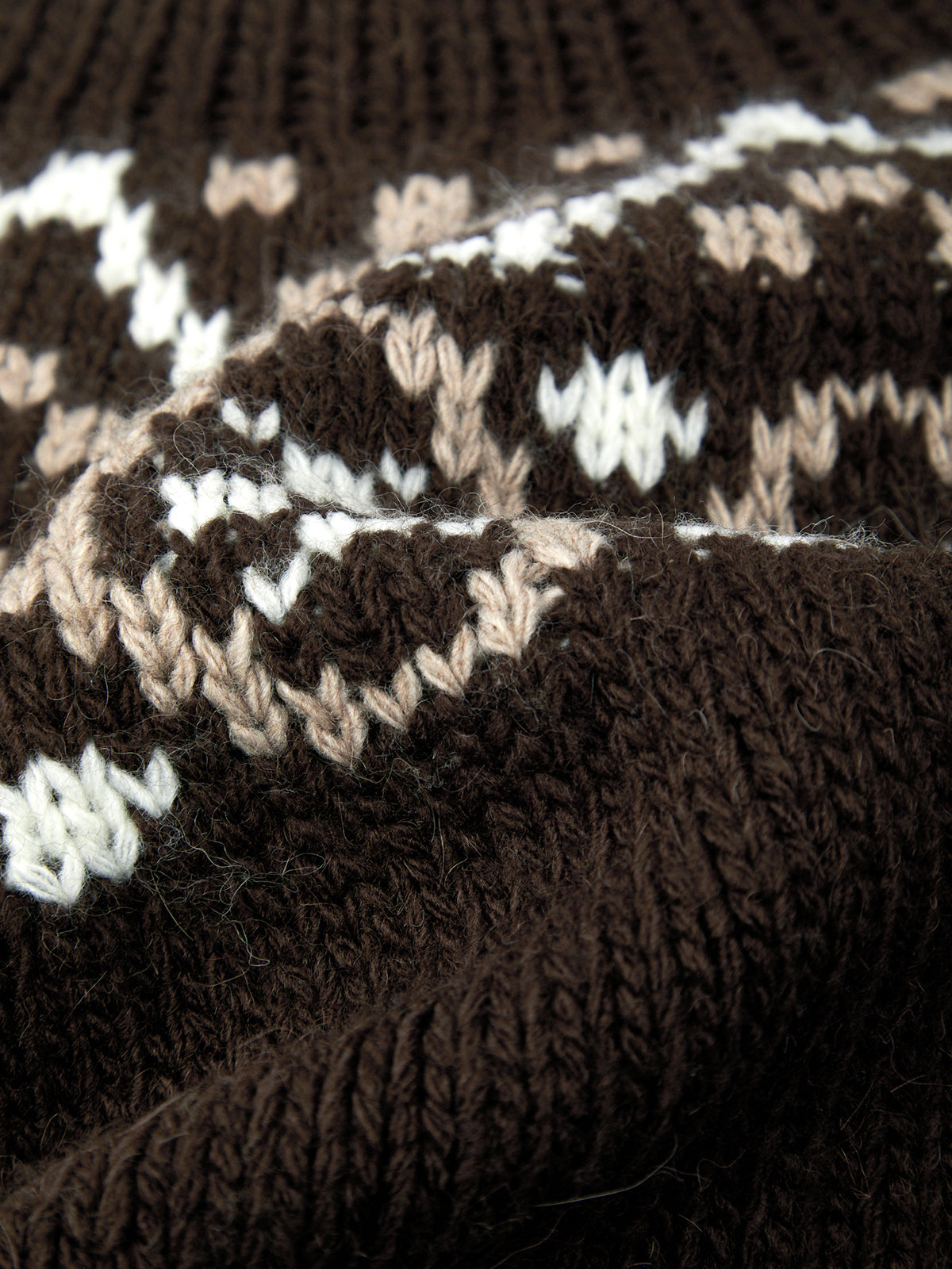 Close-up of a brown and white patterned fabric