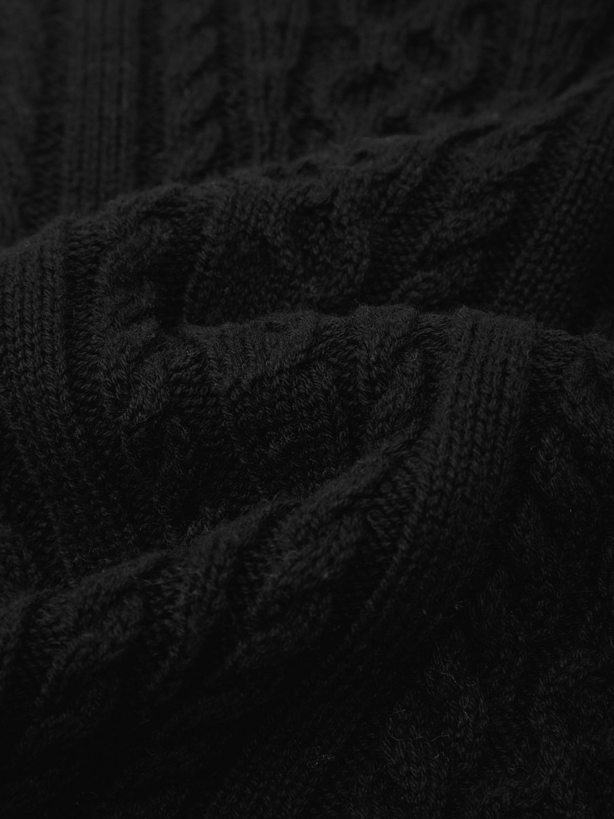Close-up of black knitted fabric texture