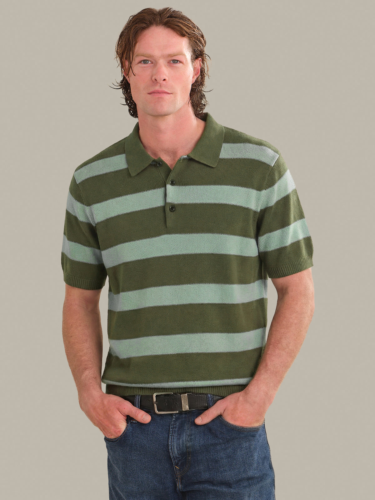 Nash: Men's Cotton Stripe Knit Polo