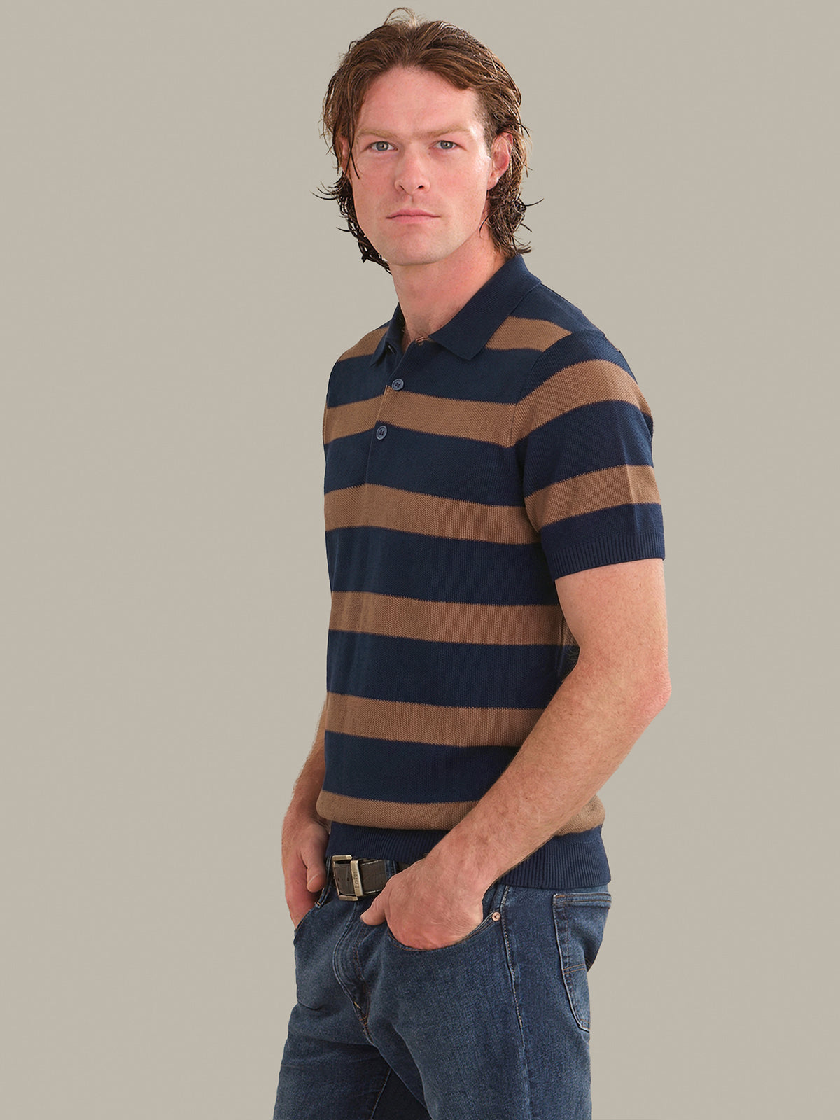 Nash: Men's Cotton Stripe Knit Polo