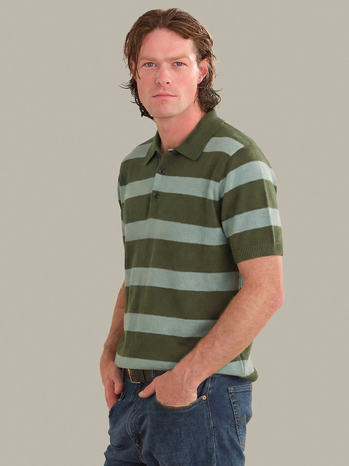 Nash: Men's Cotton Stripe Knit Polo