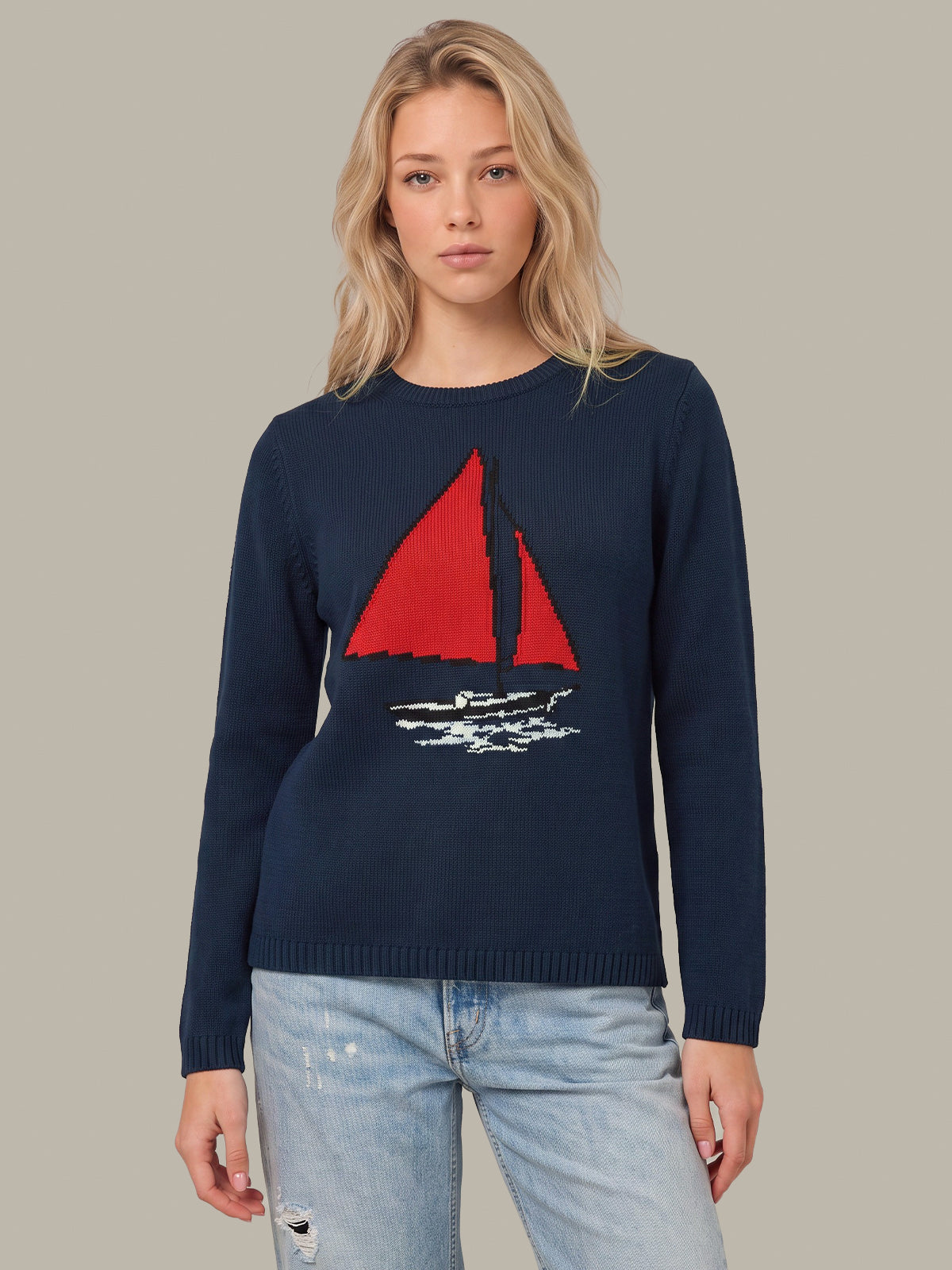 Serenity: Sailboat Motif Cotton Sweater