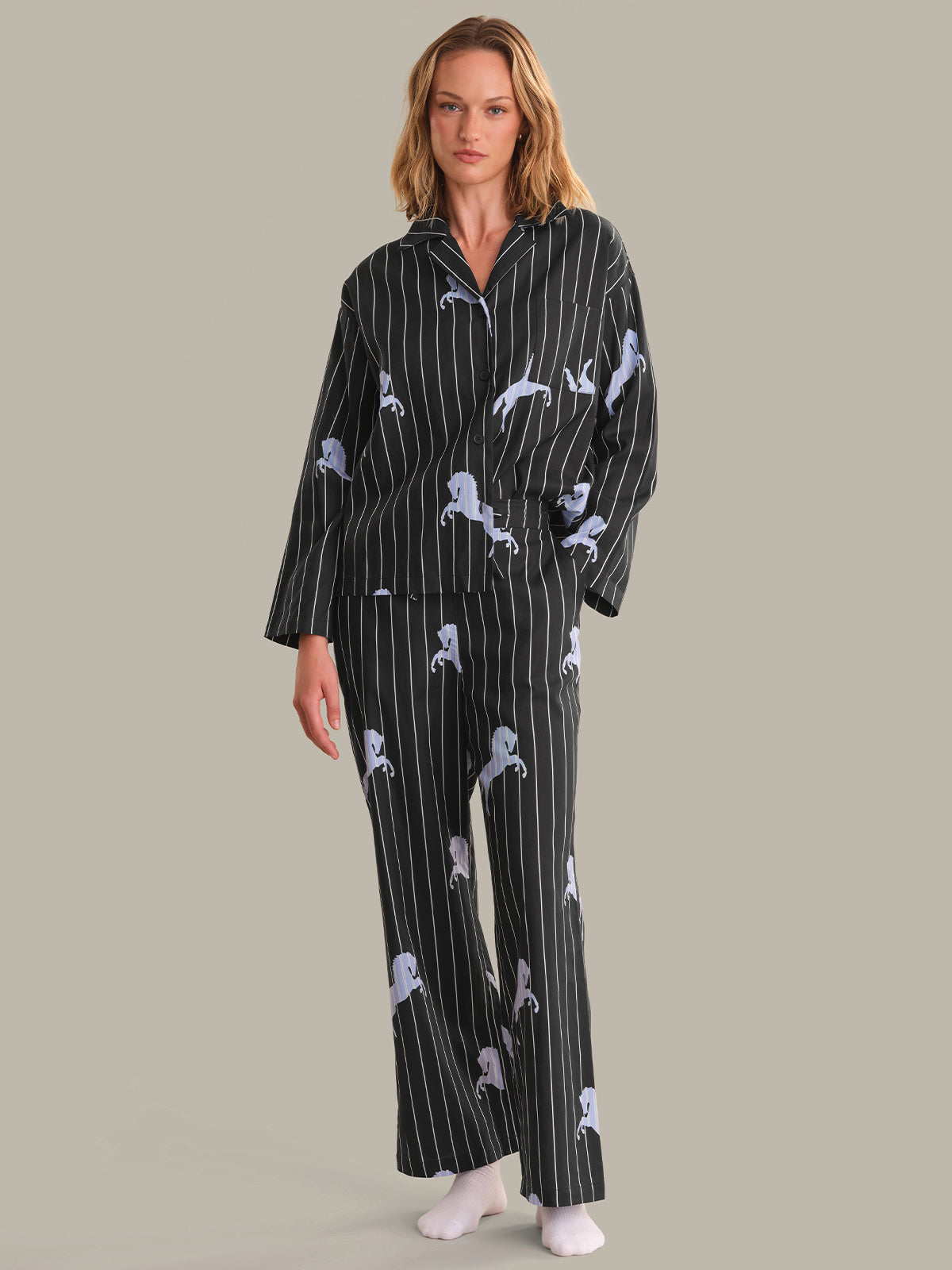 The Pinstripe Horse Print Sleep Set