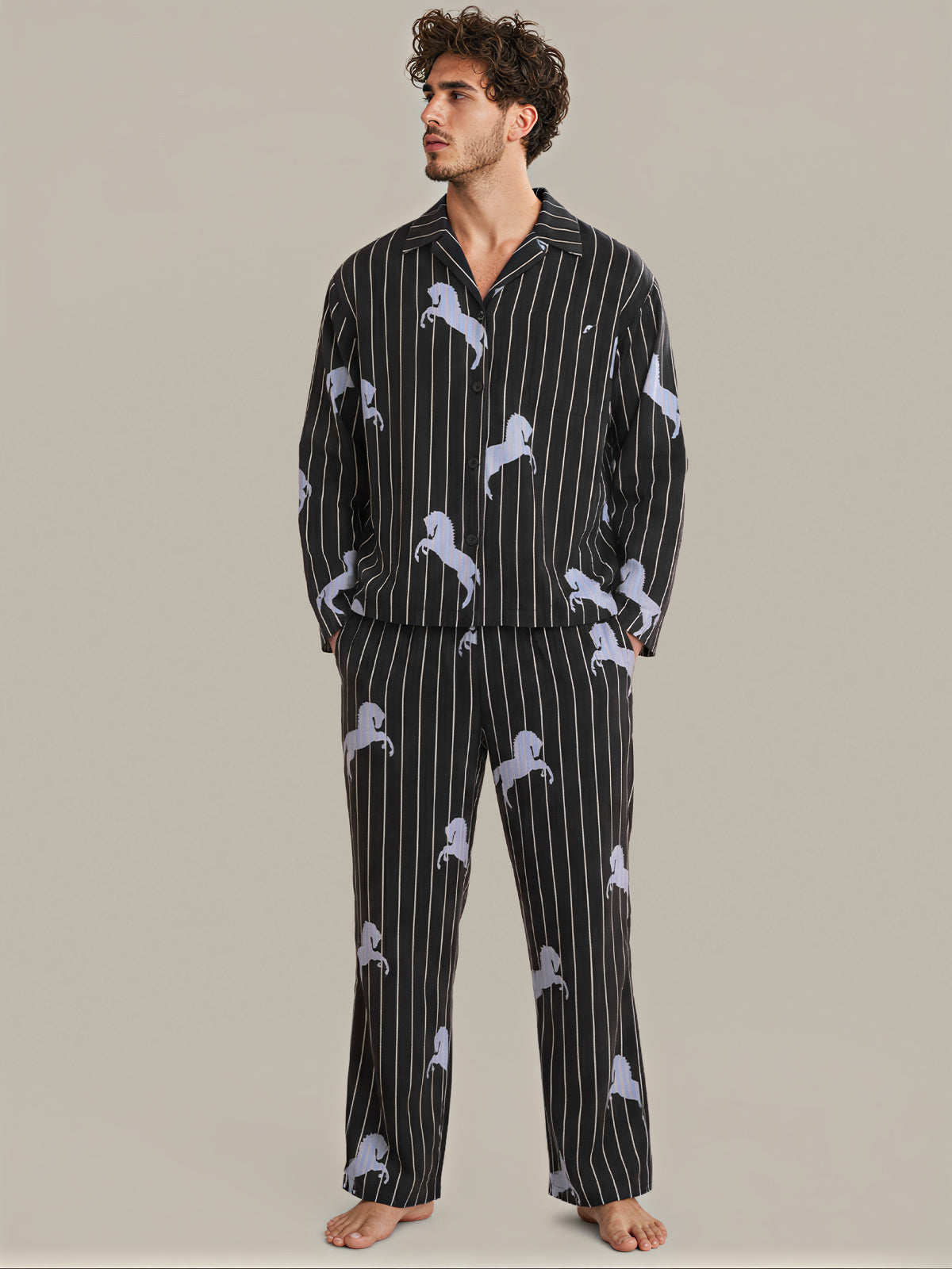 The Pinstripe Horse Print Sleep Set