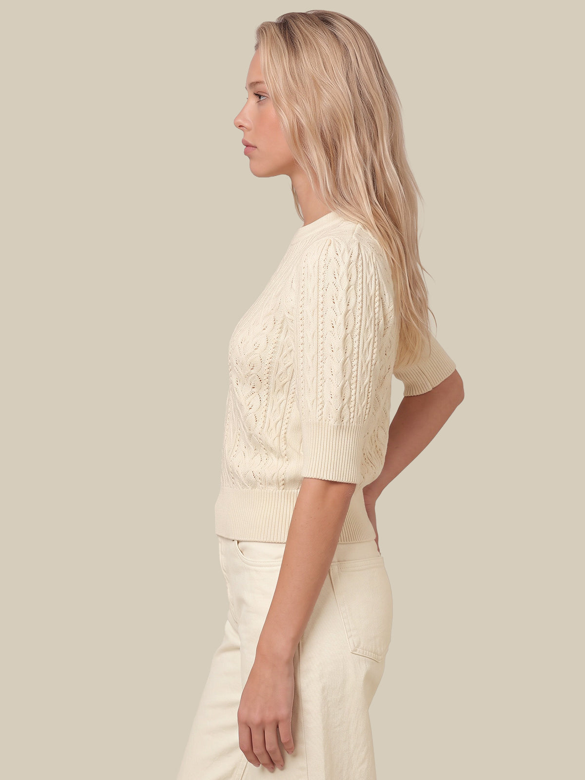Violetta Cable Puff Sleeve Pullover