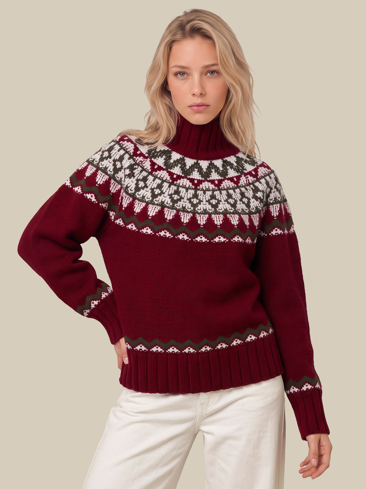 Rosalie Oversized Fair Isle Turtleneck