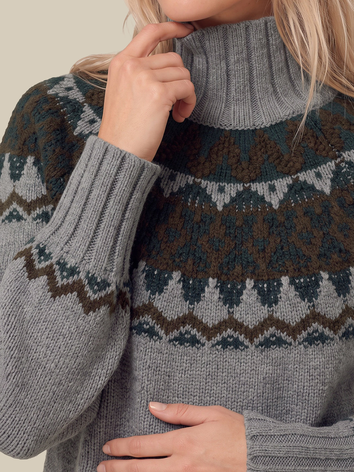 Rosalie Oversized Fair Isle Turtleneck