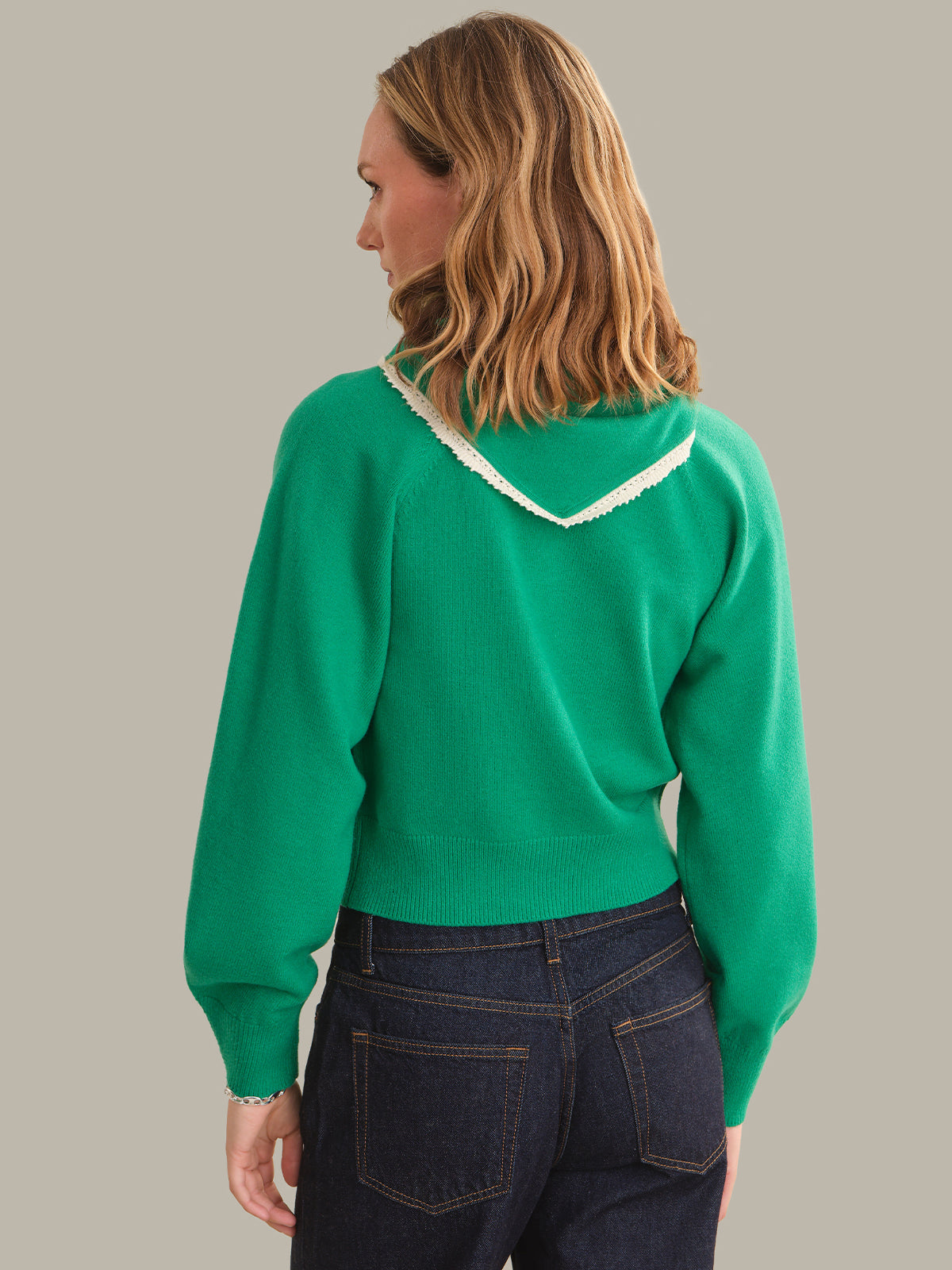 Camille Pullover With Scallop Edge Triangle Scarf