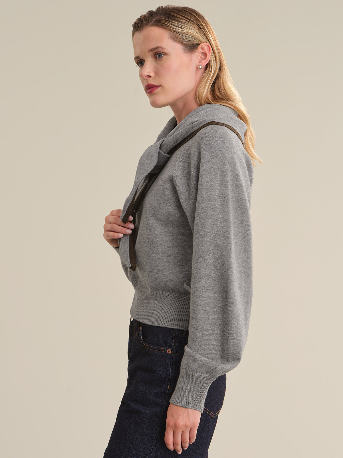 Camille Pullover With Scallop Edge Triangle Scarf