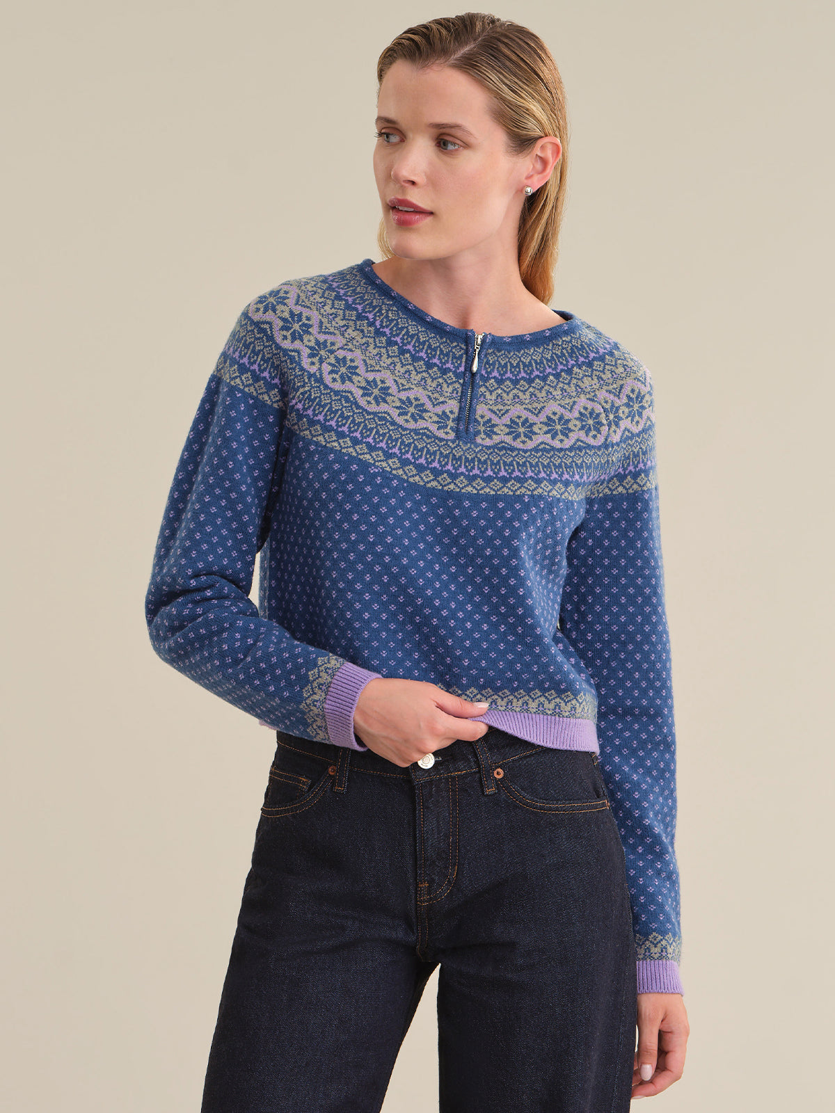 Aurelia Fair Isle Quarter Zip Crew
