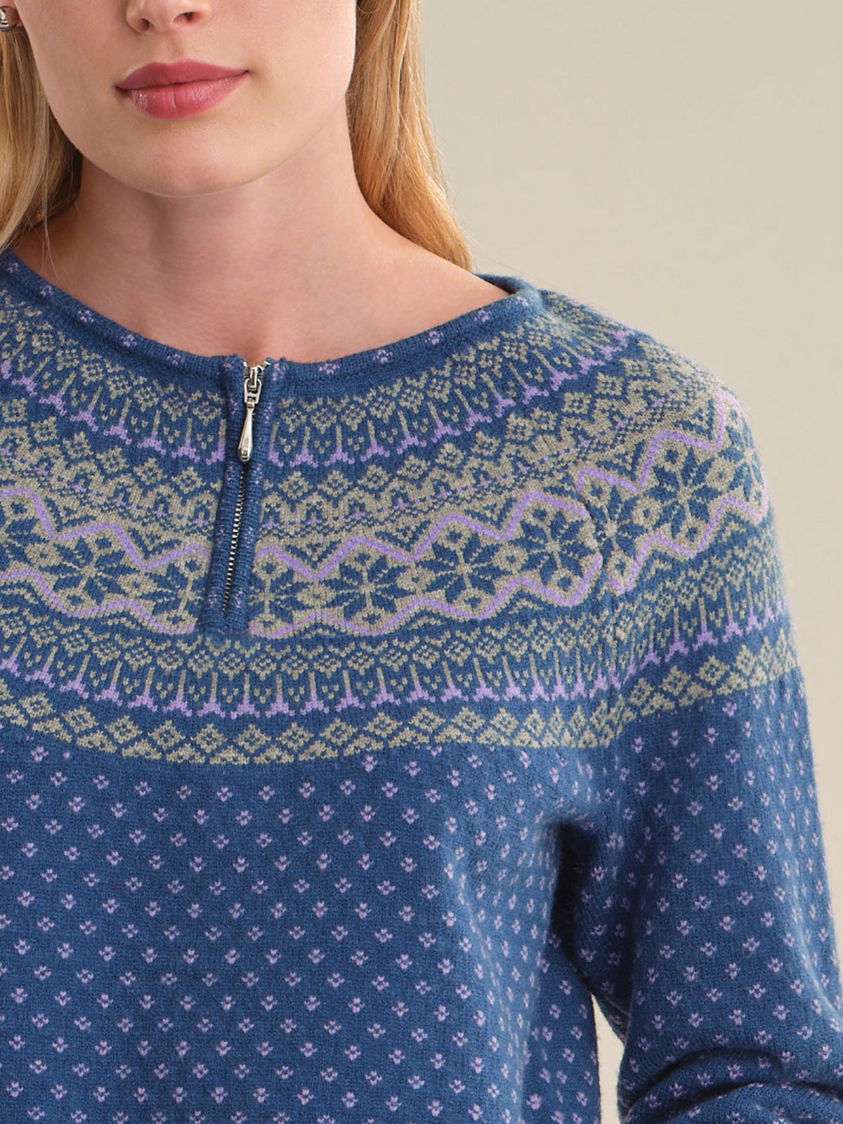 Aurelia Fair Isle Quarter Zip Crew