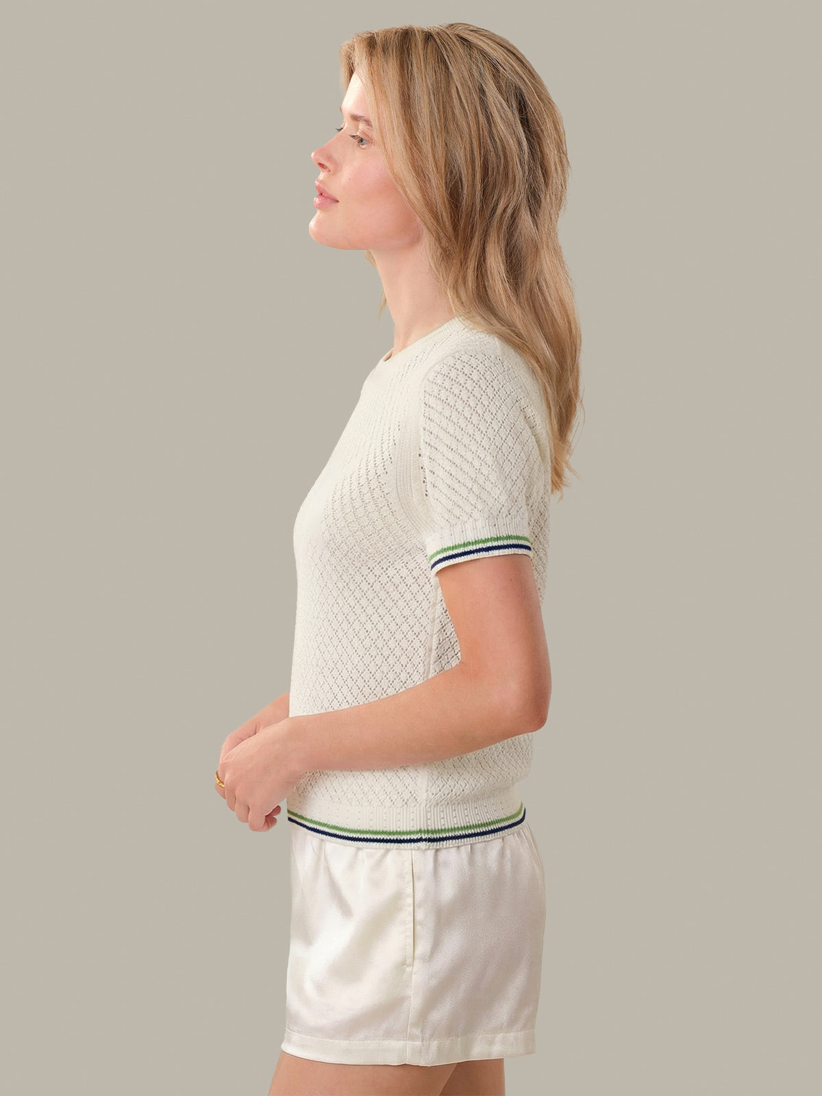 Nessa: Dog Intarsia Cotton Pointelle Sweater