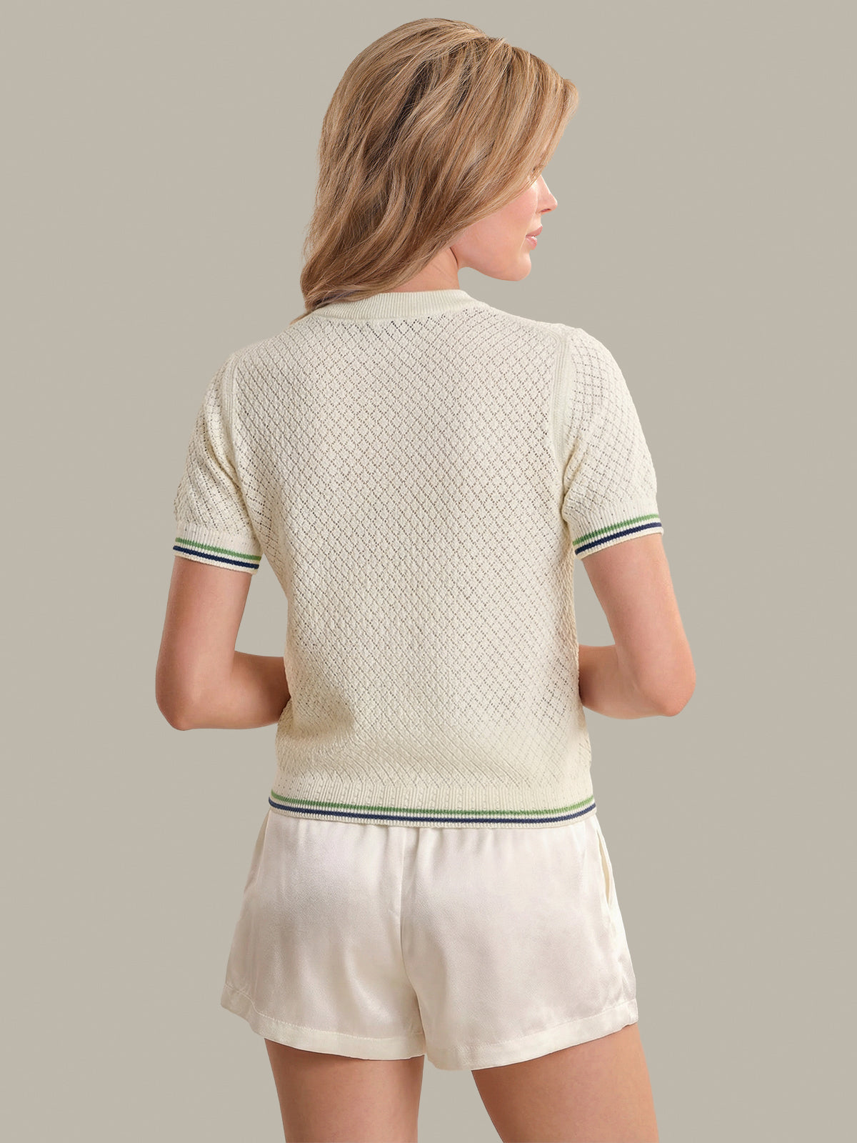 Nessa: Dog Intarsia Cotton Pointelle Sweater