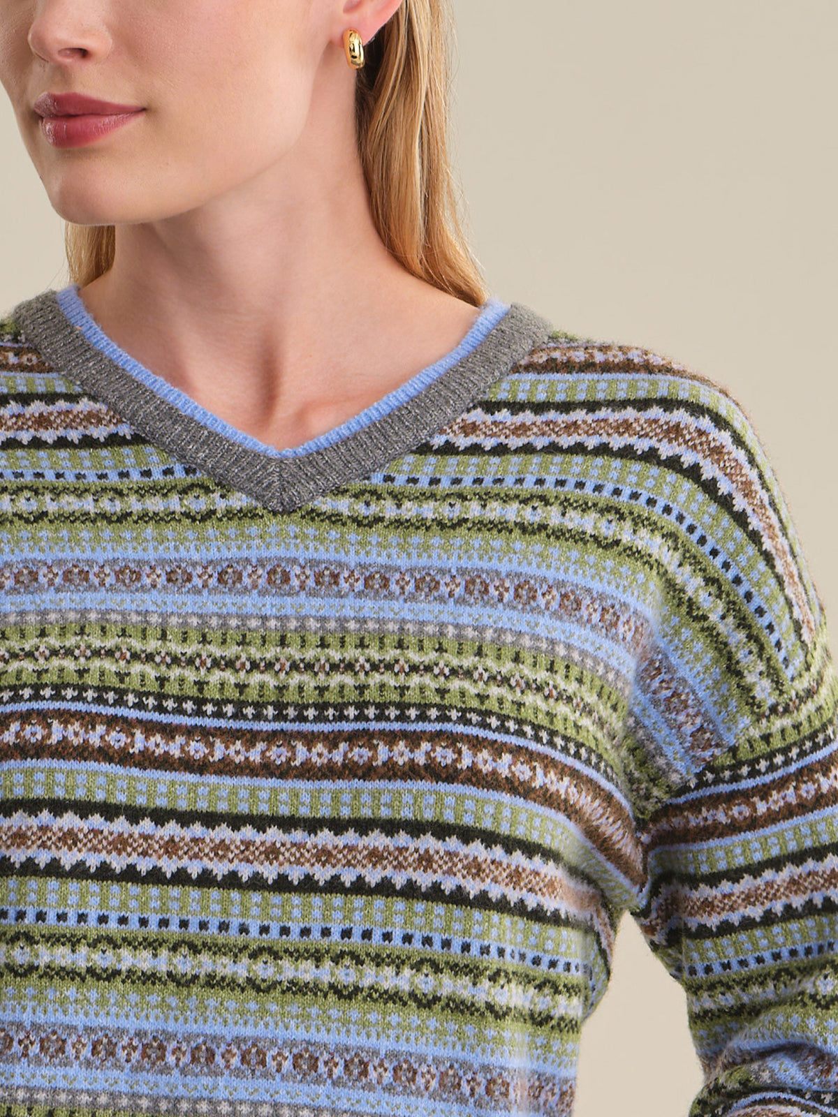 Neve Fairisle Double Neck Pullover