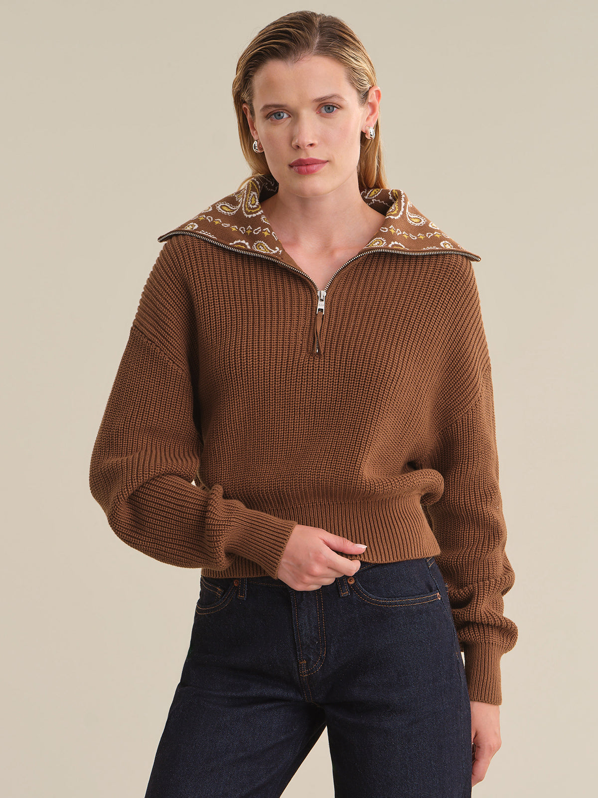 Dixie Half Zip With Bandana Collar