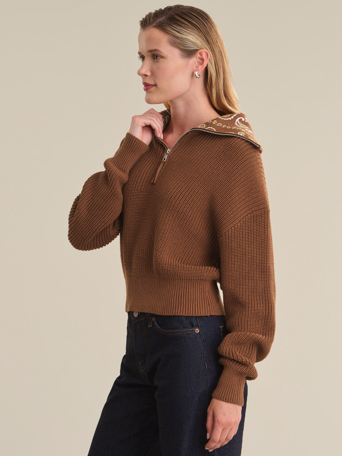 Dixie Half Zip With Bandana Collar