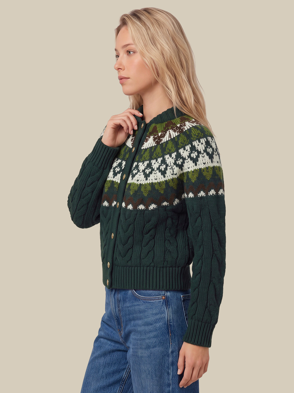 Bryce Quilted Cable Fairisle Bomber