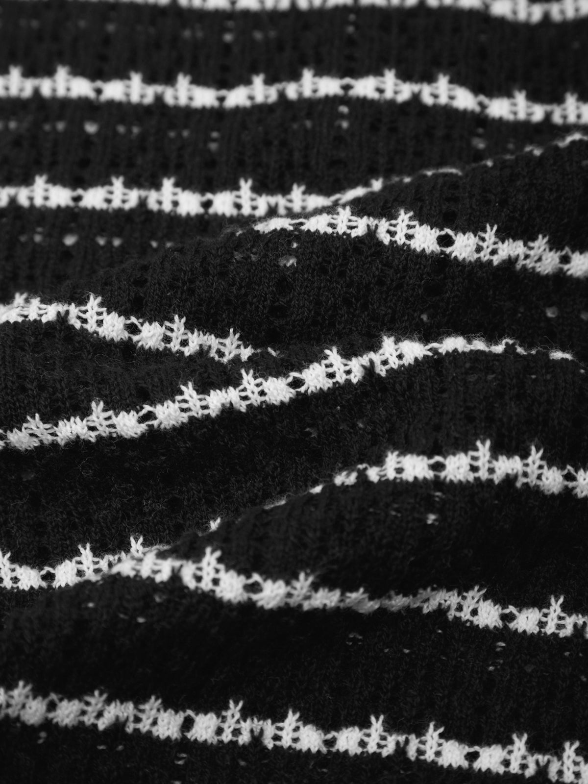 Close-up of a textured black and white fabric pattern