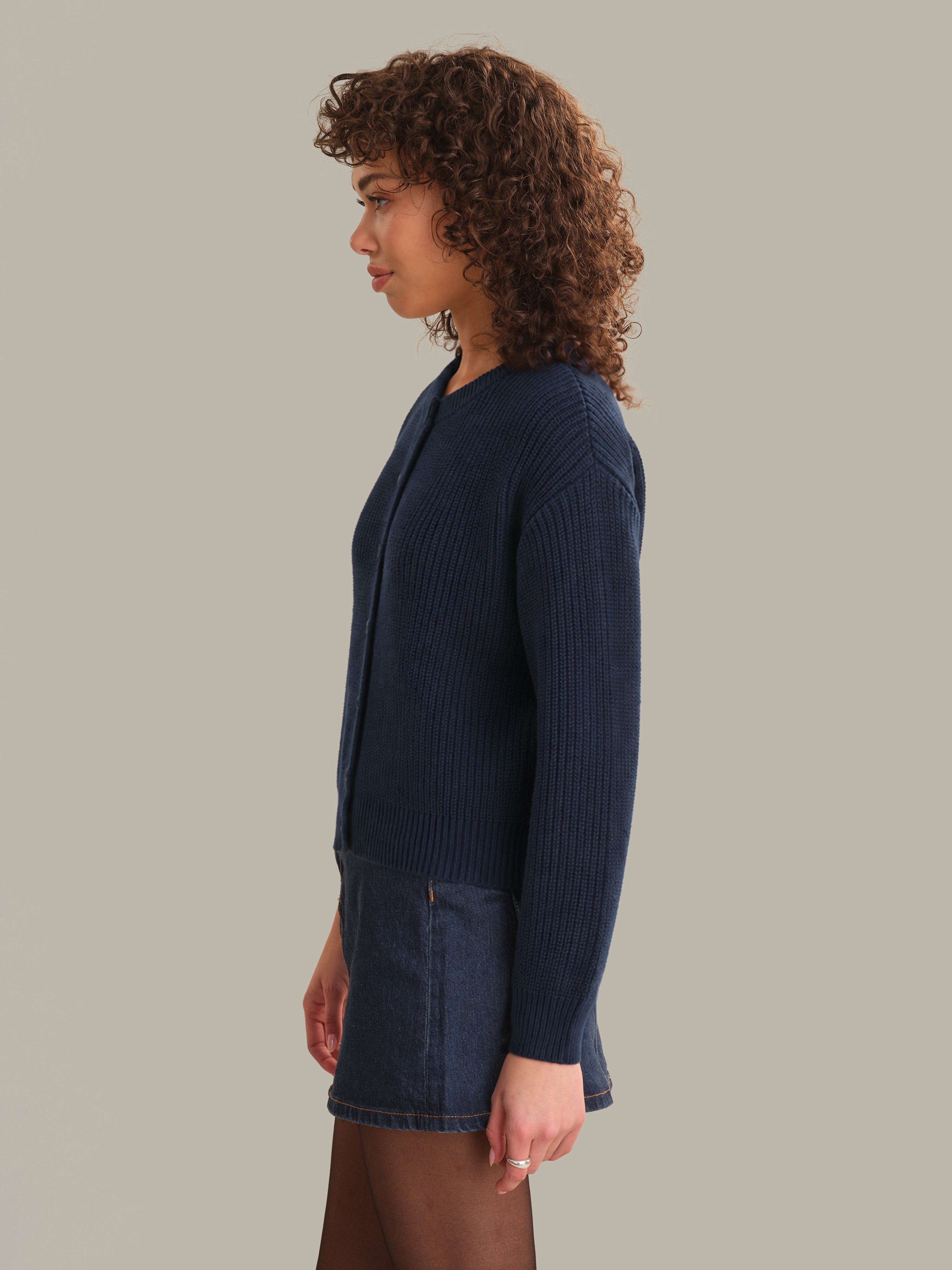 525 America Marcie: Cotton Crewneck Cardigan