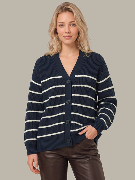525 America Emilia: True-To-Size Striped Cotton Cardigan