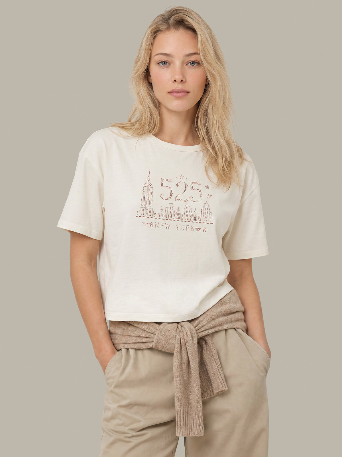Cotton New York Rhinestone T-Shirt