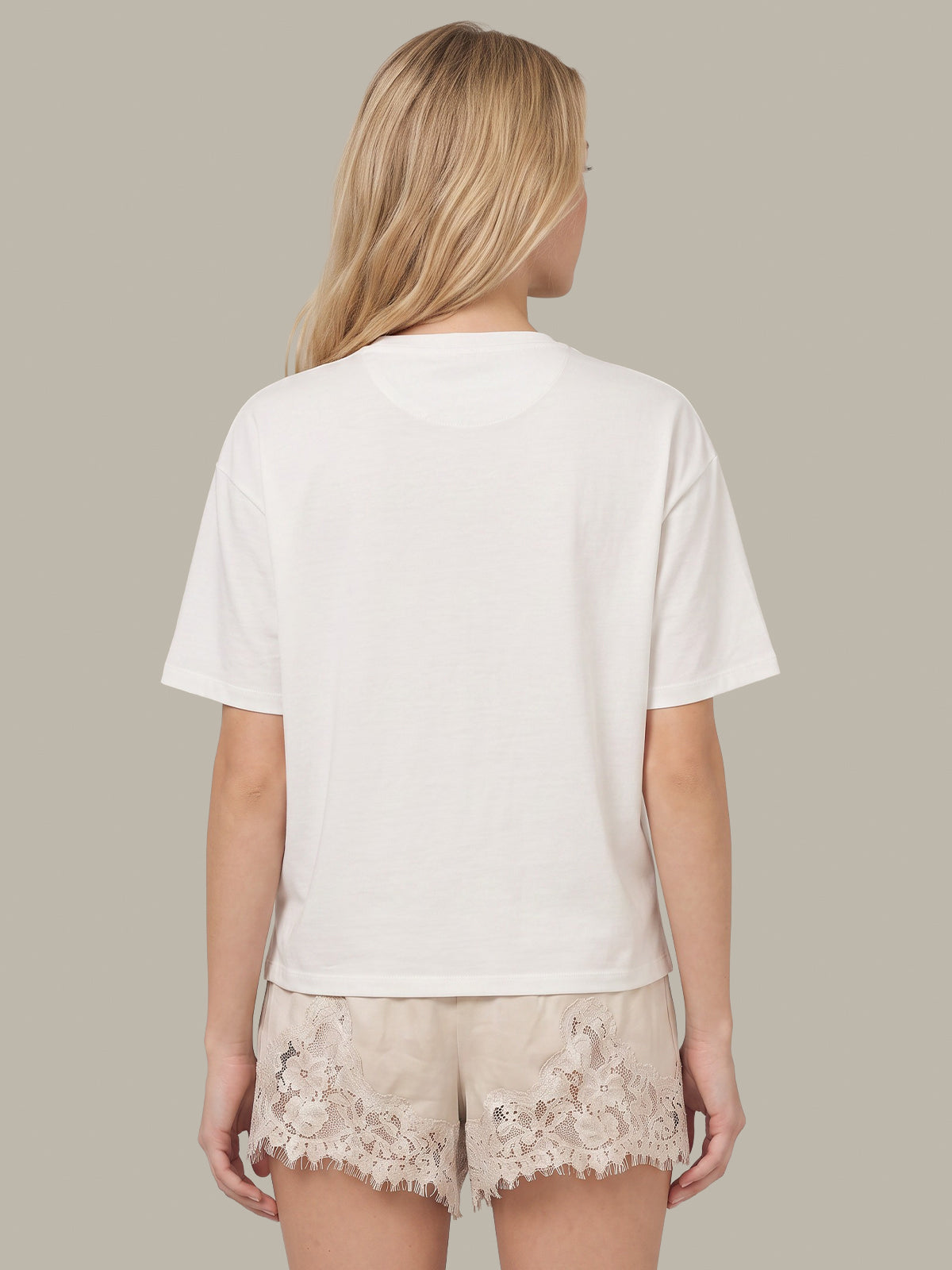 Cotton Lace Detail Logo T-Shirt