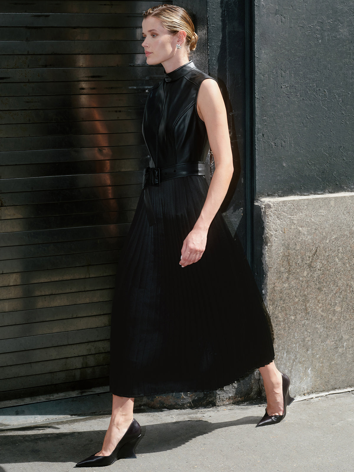 525 X DL10C: Cornelia Mock Neck Midi Dress