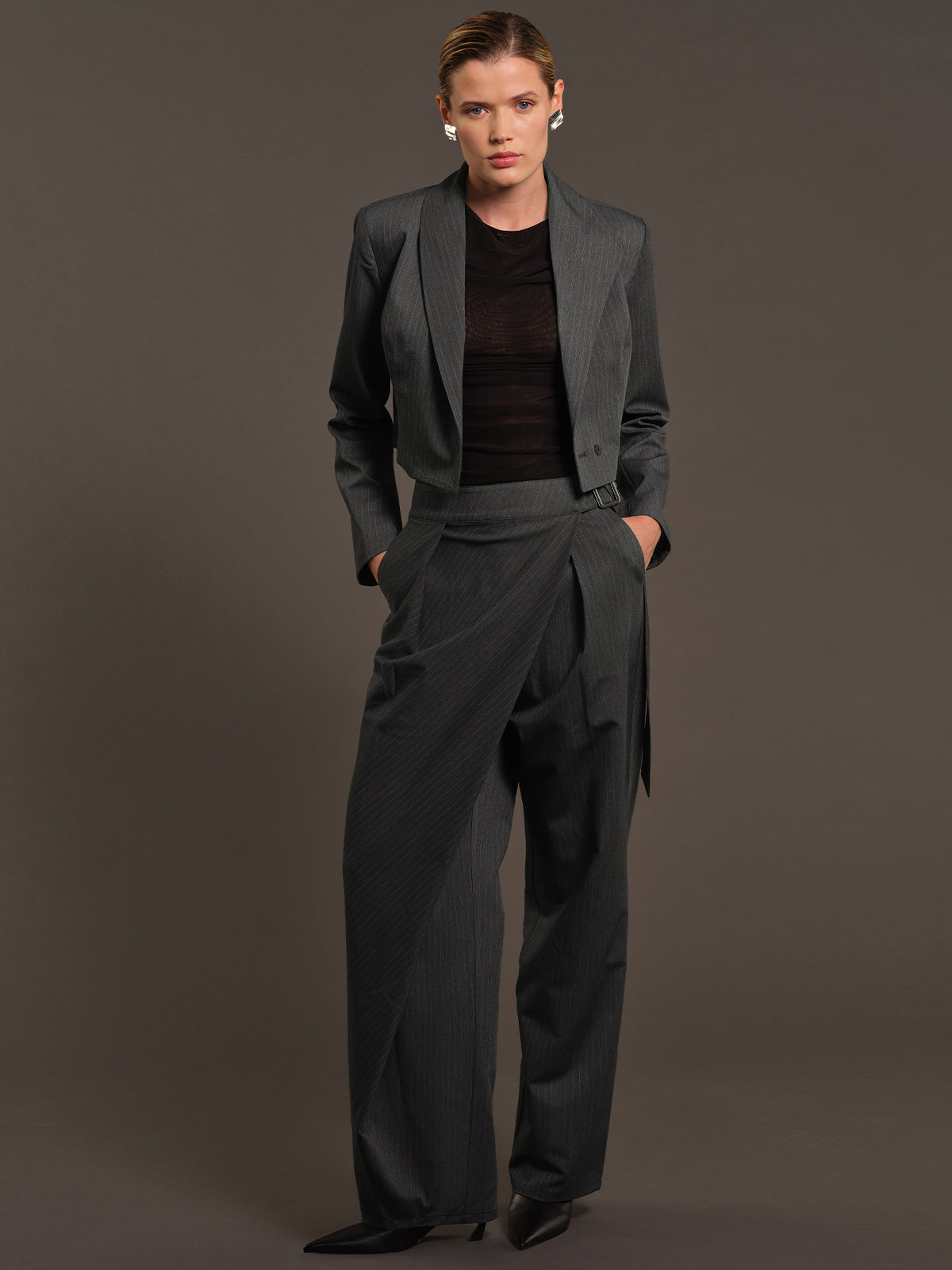 525 X DL10C: Baxter Pinstripe Wrap Trouser