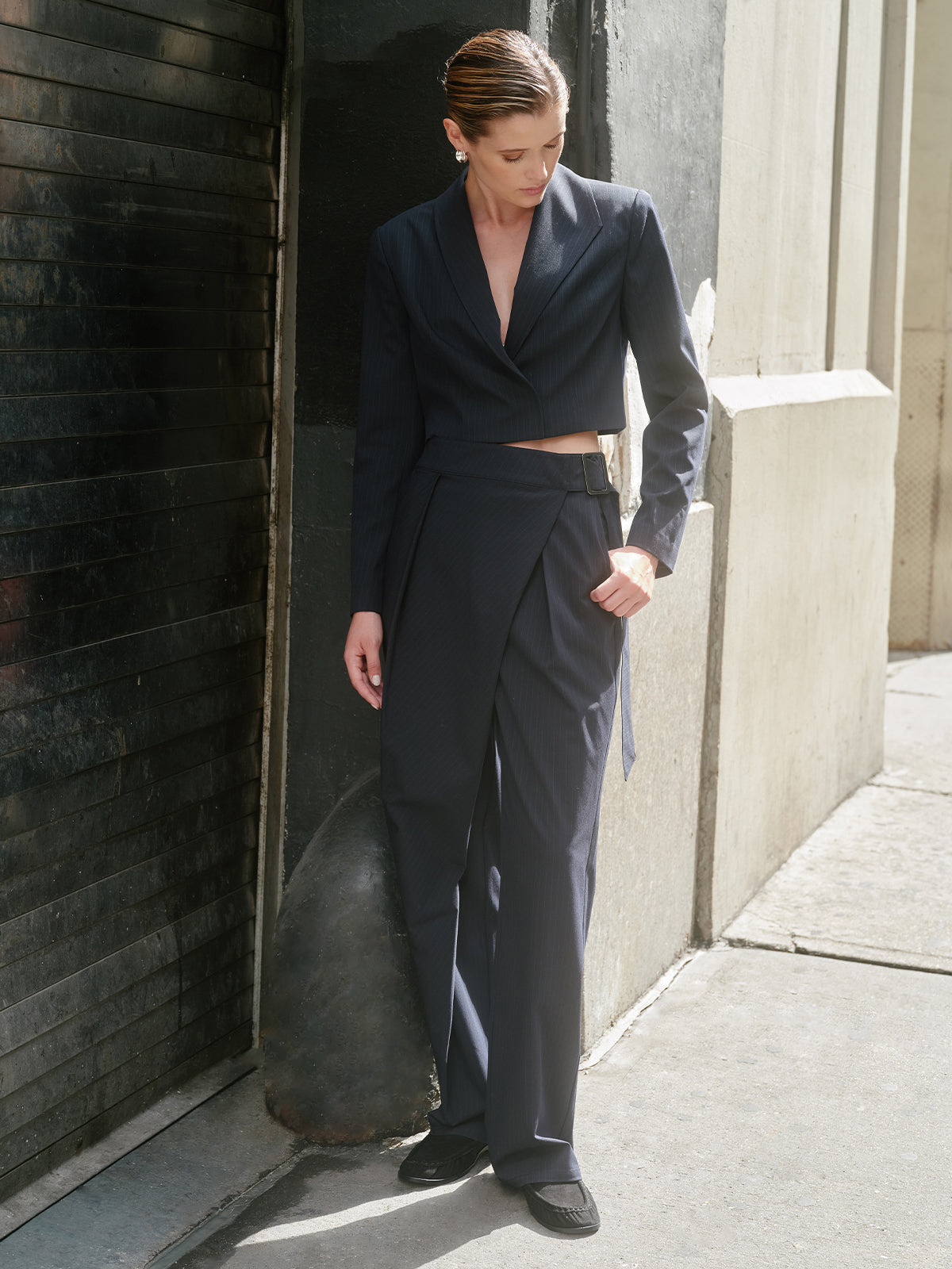 525 X DL10C: Baxter Pinstripe Wrap Trouser