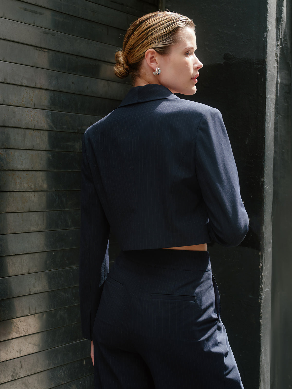 525 X DL10C: Crosby Cropped Pinstripe Blazer