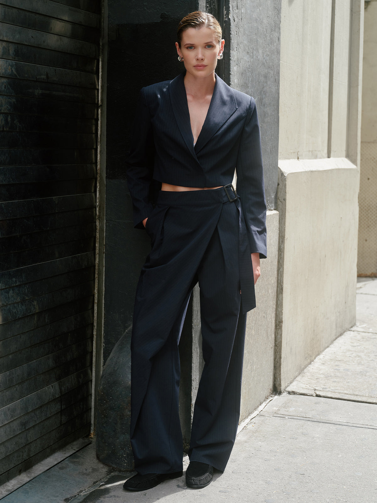 525 X DL10C: Crosby Cropped Pinstripe Blazer