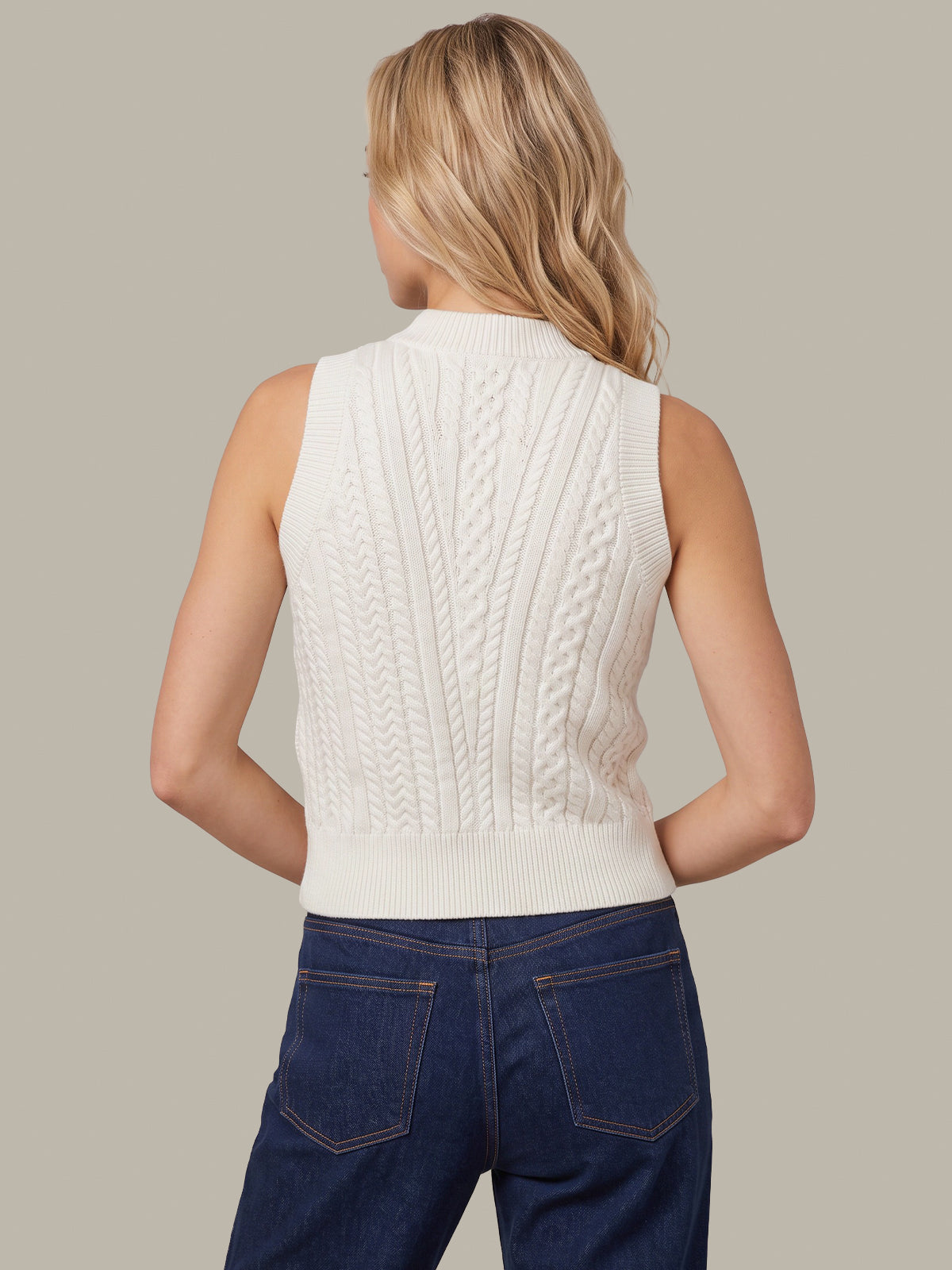 Cable Knit Cotton Crewneck Vest