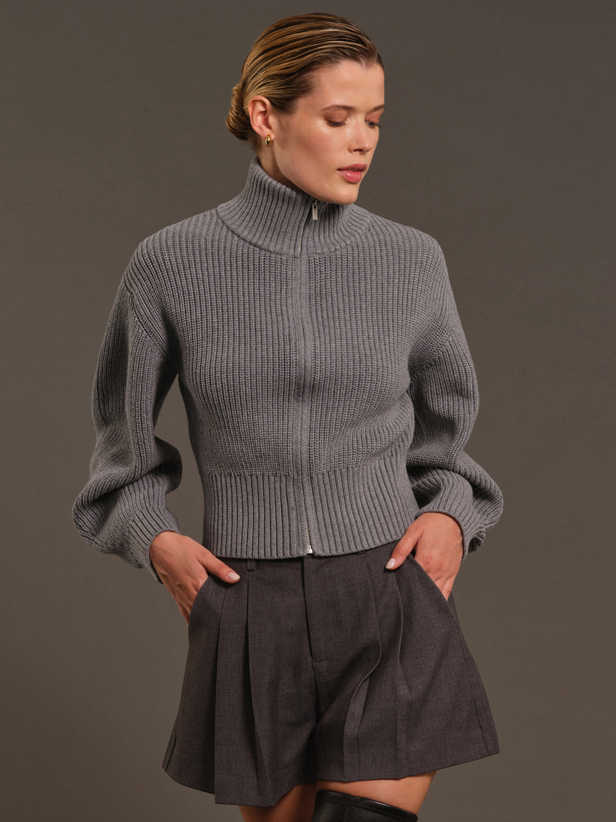 525 X DL10C: Bond Barrel-Sleeve Cotton Sweater Jacket
