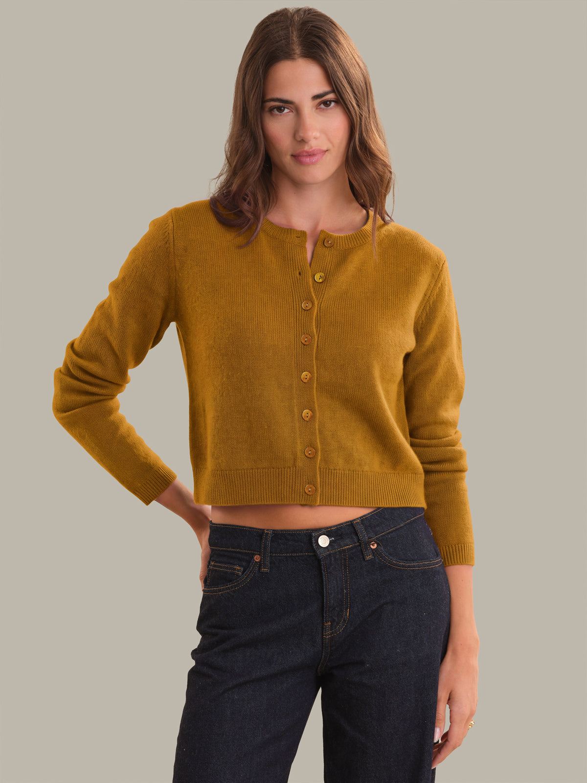 Katie: 100% Cashmere Crewneck Cardigan